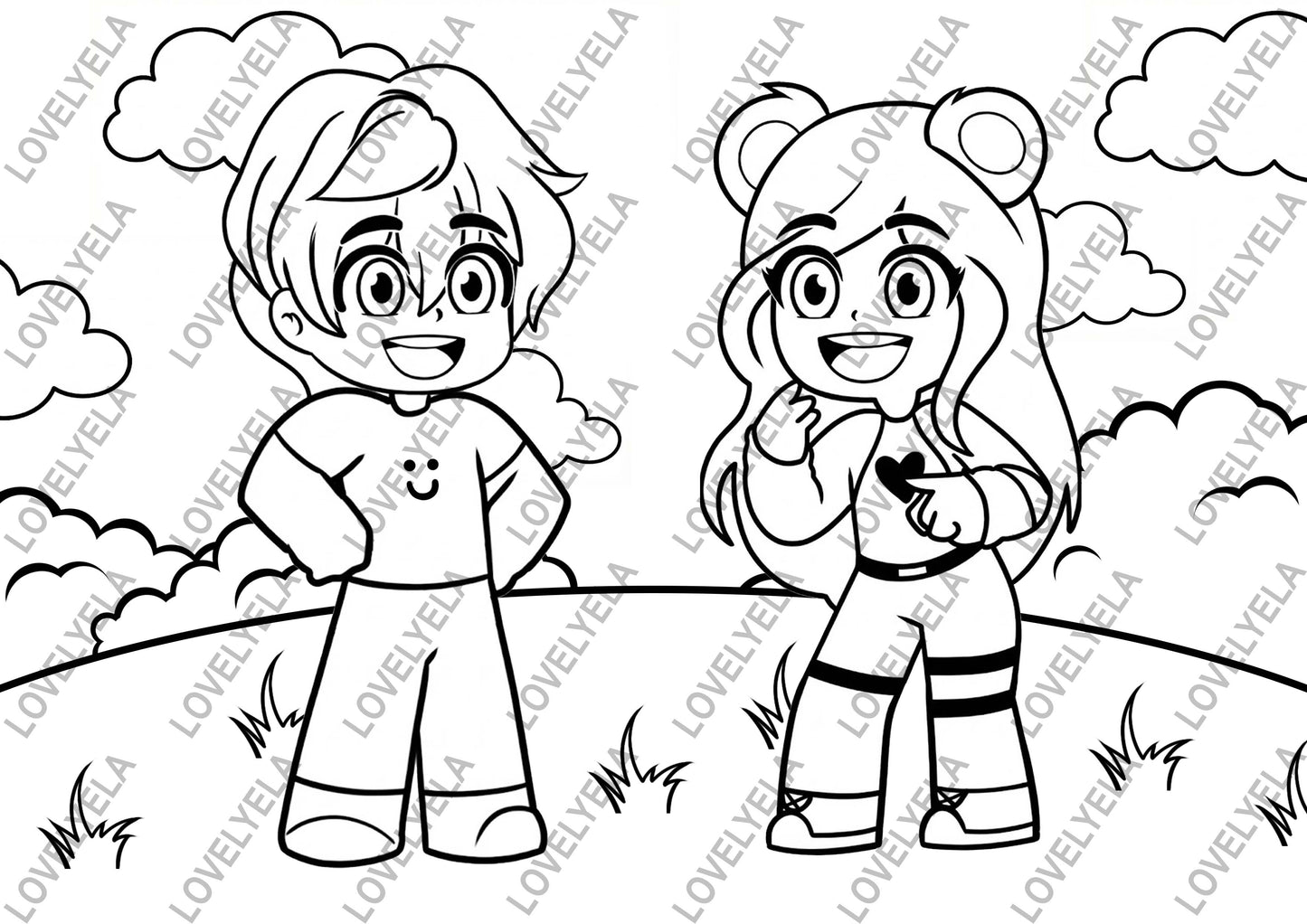 Colorea con Lovely Ela y Fran - Pack Digital de Ilustraciones para Colorear Franela – Lovely Ela