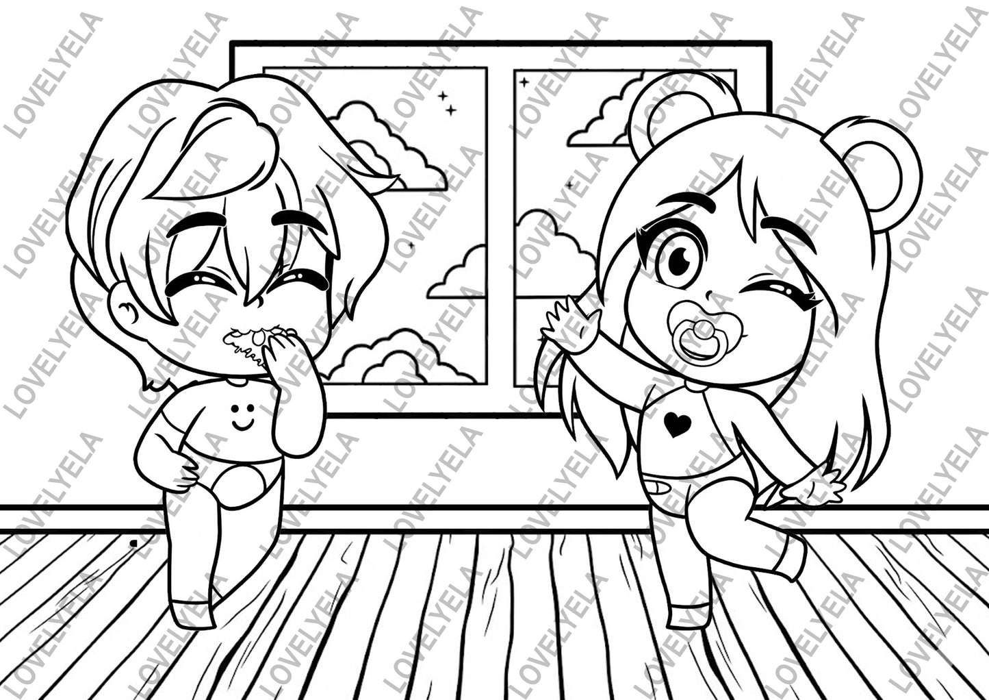 Colorea con Lovely Ela y Fran - Pack Digital de Ilustraciones para Colorear Franela – Lovely Ela