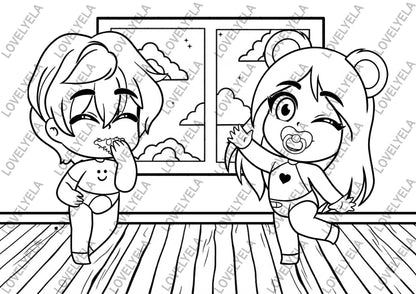 Colorea con Lovely Ela y Fran - Pack Digital de Ilustraciones para Colorear Franela – Lovely Ela